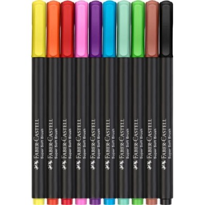 Ecsetirón készlet, FABER-CASTELL "Black Edition" 10 különböző szín