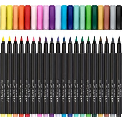 Ecsetirón készlet, FABER-CASTELL "Black Edition", 20 különböző szín