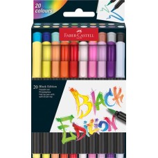 Ecsetirón készlet, FABER-CASTELL "Black Edition", 20 különböző szín