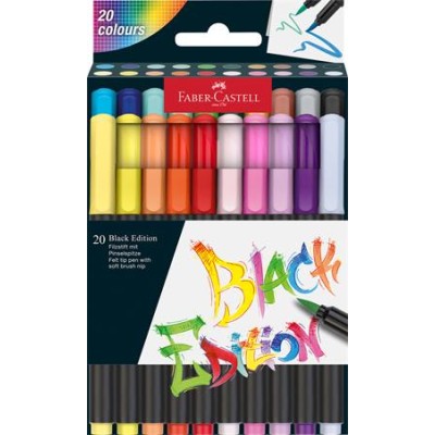 Ecsetirón készlet, FABER-CASTELL "Black Edition", 20 különböző szín