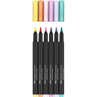 Ecsetirón készlet, FABER-CASTELL "Black Edition", 6 különböző pasztell szín