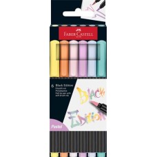Ecsetirón készlet, FABER-CASTELL "Black Edition", 6 különböző pasztell szín