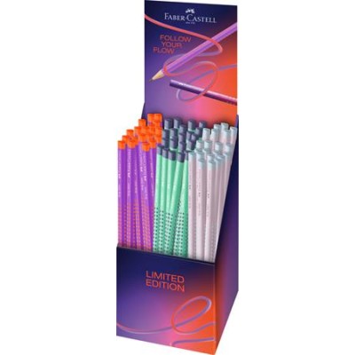 Grafitceruza display, B, háromszögletű, FABER-CASTELL "Grip 2001 Flow", vegyes színek