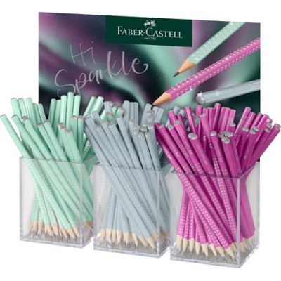 Grafitceruza display, B, háromszögletű, FABER-CASTELL "Sparkle Aurora", vegyes színek