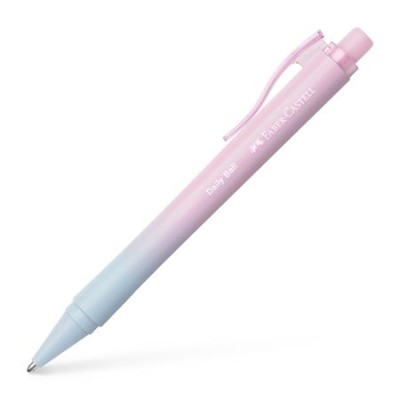 Golyóstoll, 1 mm, XB, nyomógombos, rózsa-égkék tolltest, FABER-CASTELL "Daily Ball Flow", kék