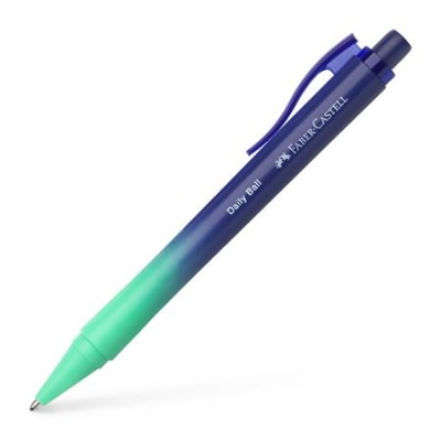 Golyóstoll, 1 mm, XB, nyomógombos, türkiz-kék tolltest, FABER-CASTELL "Daily Ball Flow", kék