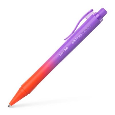 Golyóstoll, 1 mm, XB, nyomógombos, piros-lila tolltest, FABER-CASTELL "Daily Ball Flow", kék