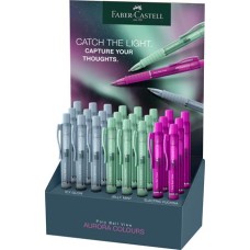 Golyóstoll display, 1 mm, XB, nyomógombos, FABER-CASTELL "Poly Ball View Aurora", vegyes színek