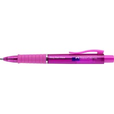 Golyóstoll, 1 mm, XB, nyomógombos, fukszia testszín, FABER-CASTELL "Poly Ball View Aurora", kék