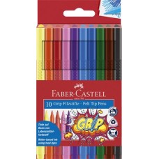 Filctoll készlet, háromszögletű, FABER-CASTELL "Grip", 10 különböző szín