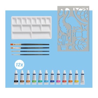 Akvarell festékkészlet, tubusos, kiegészítőkkel, FABER-CASTELL "Creative Studio", 12 különböző szín