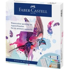 Akvarell festékkészlet, tubusos, kiegészítőkkel, FABER-CASTELL "Creative Studio", 12 különböző szín