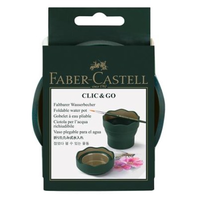 Ecsettál, műanyag, FABER-CASTELL "Click&Go", zöld