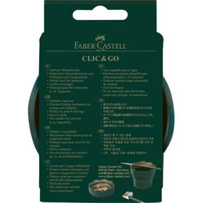 Ecsettál, műanyag, FABER-CASTELL "Click&Go", zöld