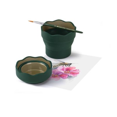 Ecsettál, műanyag, FABER-CASTELL "Click&Go", zöld