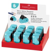 Hegyező display, kétlyukú, tartályos, balkezes, FABER-CASTELL "Sleeve", türkíz