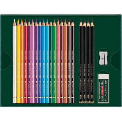Színes- és grafitceruza készlet, FABER-CASTELL "Polychromos & Pitt Graphite Matt" , 23 db-os szett