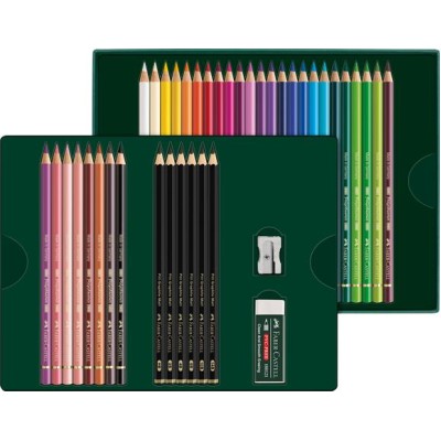 Színes- és grafitceruza készlet, FABER-CASTELL "Polychromos & Pitt Graphite Matt" , 40 db-os szett