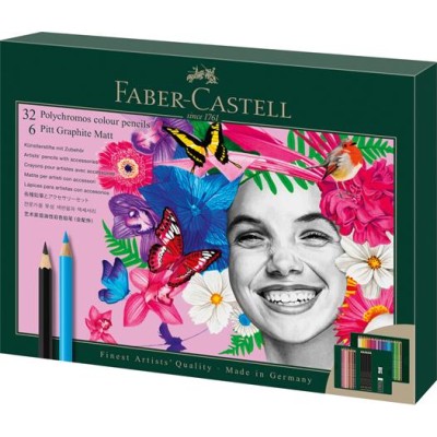 Színes- és grafitceruza készlet, FABER-CASTELL "Polychromos & Pitt Graphite Matt" , 40 db-os szett