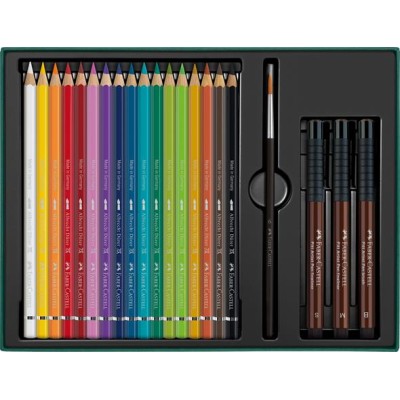 Akvarell ceruza készlet, ecsettel, FABER-CASTELL "Albrecht Dürer & Pitt Artist Pen", 21 db-os szett