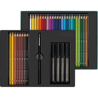 Akvarell ceruza készlet, ecsettel, FABER-CASTELL "Albrecht Dürer & Pitt Artist Pen", 37 db-os szett