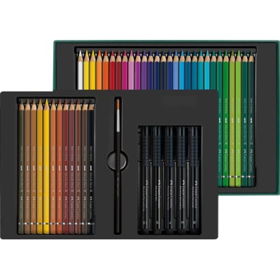 Akvarell ceruza készlet, ecsettel, FABER-CASTELL "Albrecht Dürer & Pitt Artist Pen", 46 db-os szett