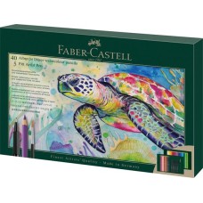 Akvarell ceruza készlet, ecsettel, FABER-CASTELL "Albrecht Dürer & Pitt Artist Pen", 46 db-os szett