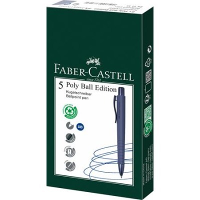 Golyóstoll, 1 mm, XB, nyomógombos tolltest, kék alkonyat tolltest, FABER-CASTELL "Poly Ball Urban", kék