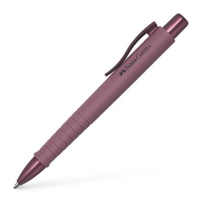 Golyóstoll, 1 mm, XB, nyomógombos tolltest, bordó tolltest, FABER-CASTELL "Poly Ball Urban", kék