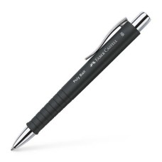 Golyóstoll, 1 mm, XB, nyomógombos, feketek tolltest, FABER-CASTELL "Poly Ball", kék