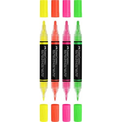 Dekormarker készlet, 1,0/3,0 mm, kétvégű, akril, FABER-CASTELL "Shake&Paint", 4 különböző neon szín