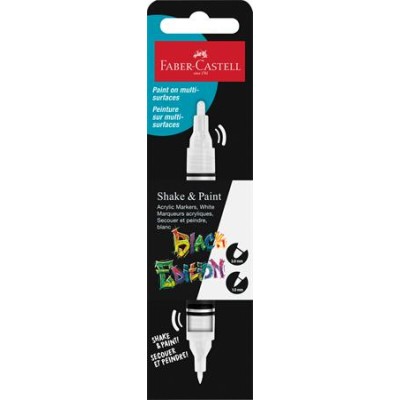Dekormarker, 1,0/3,0 mm, kétvégű, akril, FABER-CASTELL "Shake&Paint", fehér