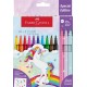 Filctoll készlet, FABER-CASTELL "Unikornis" 10 különböző szín + 3 csillámos