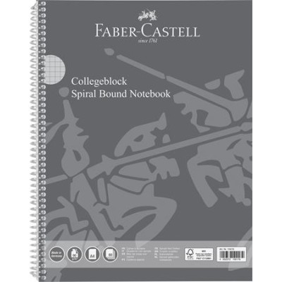 Spirálfüzet, A4, kockás, 80 lap, perforált, lyukasztott, FABER-CASTELL