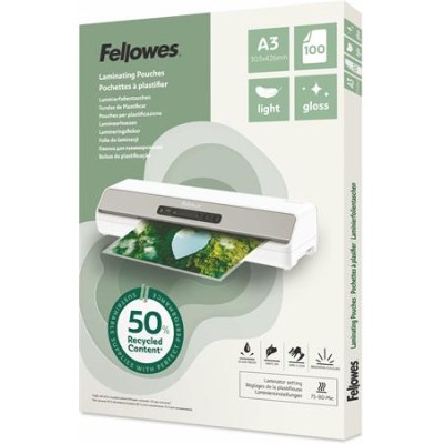 Meleglamináló fólia, 80 mikron, A3, fényes, 100 db, FELLOWES "Light"