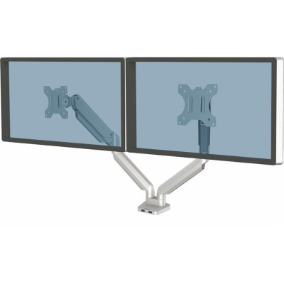 Monitortartó kar, két monitorhoz, FELLOWES "Platinum Series™ Dual", ezüst