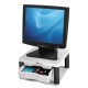 Monitorállvány, fiókkal, FELLOWES "Premium Plus", platinaszürke