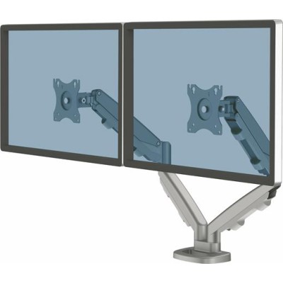 Monitortartó kar két monitorhoz, FELLOWES "Eppa™  "Dual", ezüst
