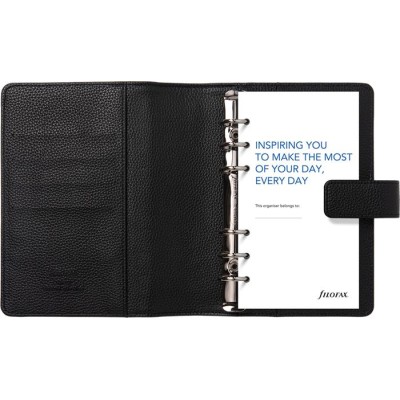 Kalendárium, gyűrűs, betétlapokkal, personal méret, FILOFAX "Camden", fekete