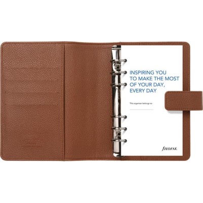 Kalendárium, gyűrűs, betétlapokkal, personal méret, FILOFAX "Camden", mokka