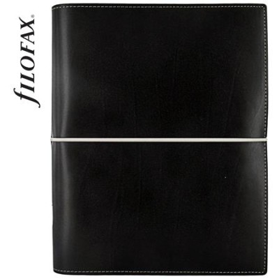 Kalendárium, gyűrűs, betétlapokkal, A5 méret, FILOFAX, "Domino", fekete