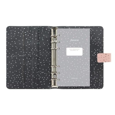 Kalendárium, gyűrűs, betétlapokkal, personal méret, FILOFAX, "Confetti", rózsakvarc