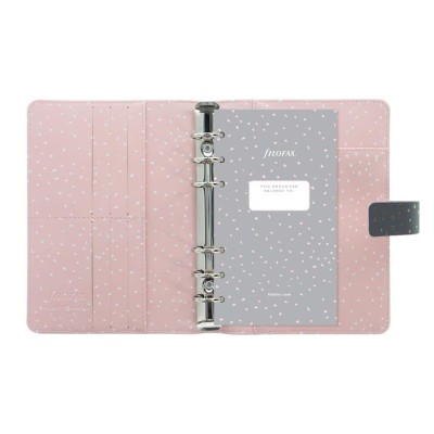 Kalendárium, gyűrűs, betétlapokkal, pocket méret, FILOFAX, "Confetti", fekete