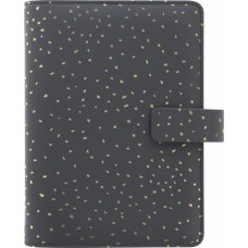 Kalendárium, gyűrűs, betétlapokkal, pocket méret, FILOFAX, "Confetti", fekete