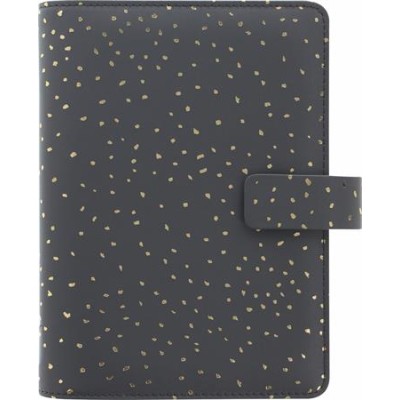 Kalendárium, gyűrűs, betétlapokkal, pocket méret, FILOFAX, "Confetti", fekete