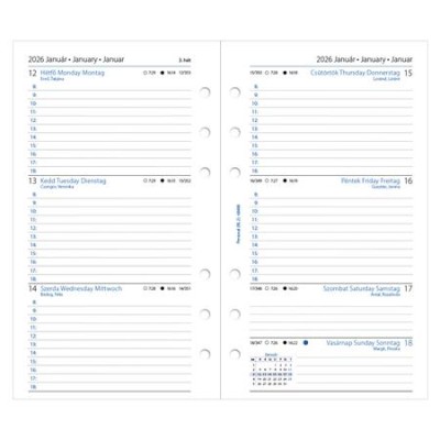Kalendárium betét, tervező, heti, personal (M) méret, FILOFAX, 2026