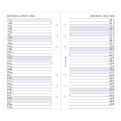 Kalendárium betét, tervező, heti, personal (M) méret, FILOFAX, 2026
