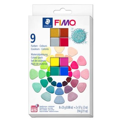 Gyurma, készlet, 8x25 + 2x57 g, égethető, FIMO "Effect Colours", 9 különböző gyöngyház szín