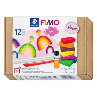 Gyurma készlet, 9x25 g, égethető, FIMO "Soft Basic", 9 különböző szín
