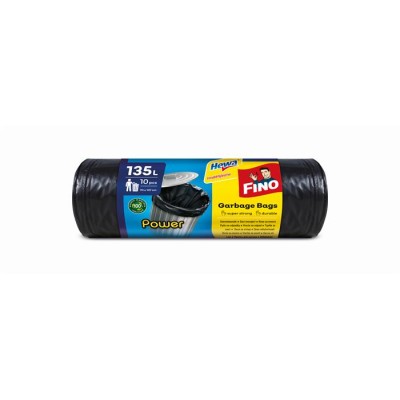 Szemeteszsák, 135 l, 10 db, 70x107 cm, 28 µ, FINO "Power", fekete